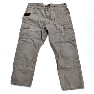 Wrangler Riggs Workwear Men's Pants Tan Size 42x30 Carpenter Cargo Canvas Cotton